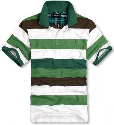 條紋t恤衫款式圖，綠白間條