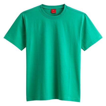 圓領現貨綠色廣告T恤衫免費設計印花