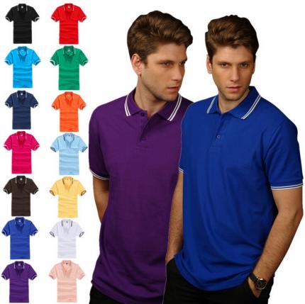 領子袖口白色條紋撞色款式， 純棉品質定做，免費設計