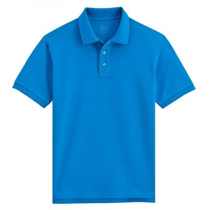 高檔翻領T恤衫純藍色批發款式