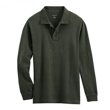 【定制】男士翻領長袖全棉材質T恤衫加工設計-保羅服裝