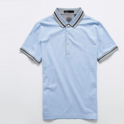 白色時尚翻領短袖T恤衫定制 精梭絲光棉材質