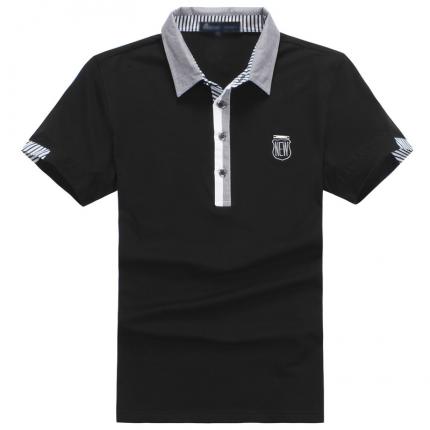 黑色男款翻領(lǐng)短袖時(shí)尚POLO衫加工制作