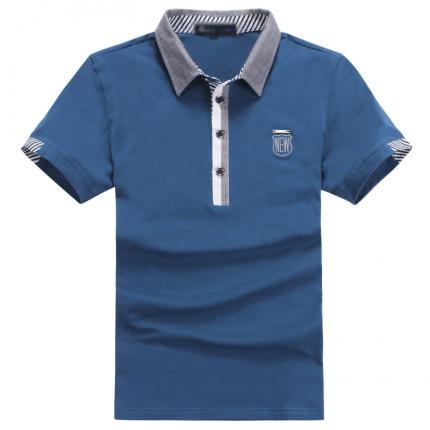 韓版藍色撞色T恤生產批發