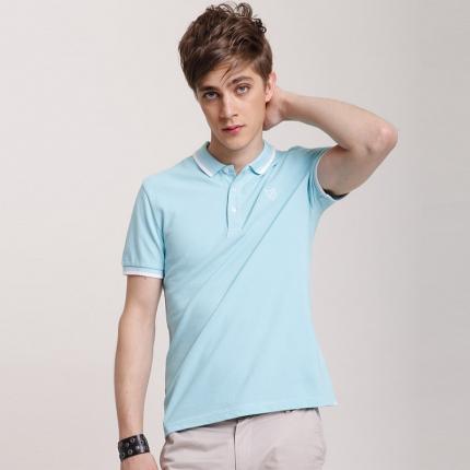 【定制】水藍色時尚T恤衫純棉材質訂制