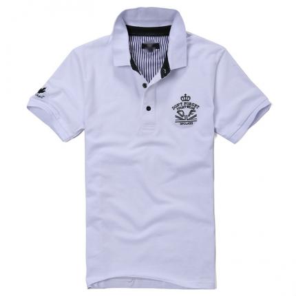 【定制】白色翻領(lǐng)短袖時尚T恤衫定制 印花繡花LOGO標(biāo)識