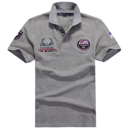 花灰色時尚男款t恤印制 ，提供刺繡LOGO絲印標識