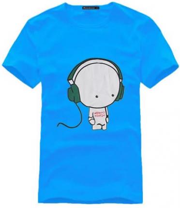 【定制】藍色可愛印花圖案時尚T恤衫