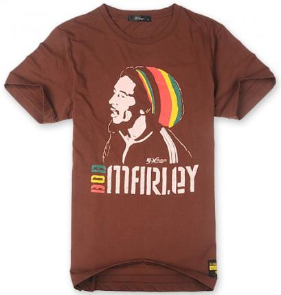 【定制】褐色時尚印花短袖圓領T恤衫