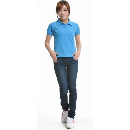 【定制】藍色女士t恤衫定制加工，免費設計