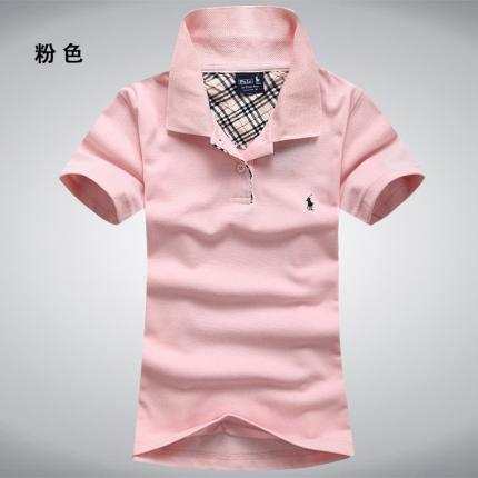 【定制】粉紅色女士POLO衫，時尚款式加工設計