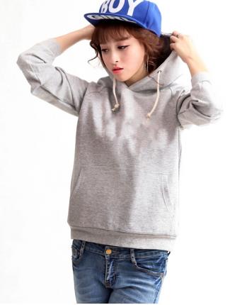 時尚灰色女士連帽衛衣