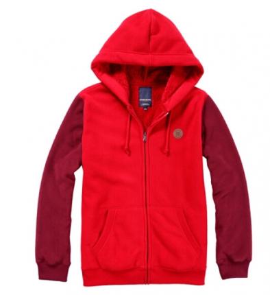 紅色抓絨時(shí)尚開(kāi)衫衛(wèi)衣定制